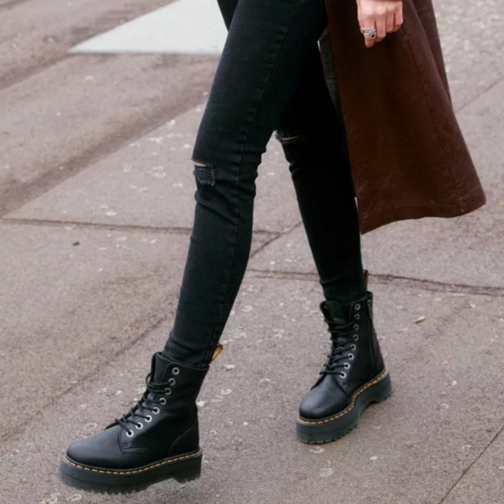 Dr. Marten’s Black ‘Jadon’ Platform Leather Shiny Punk Chunky Boots US L12